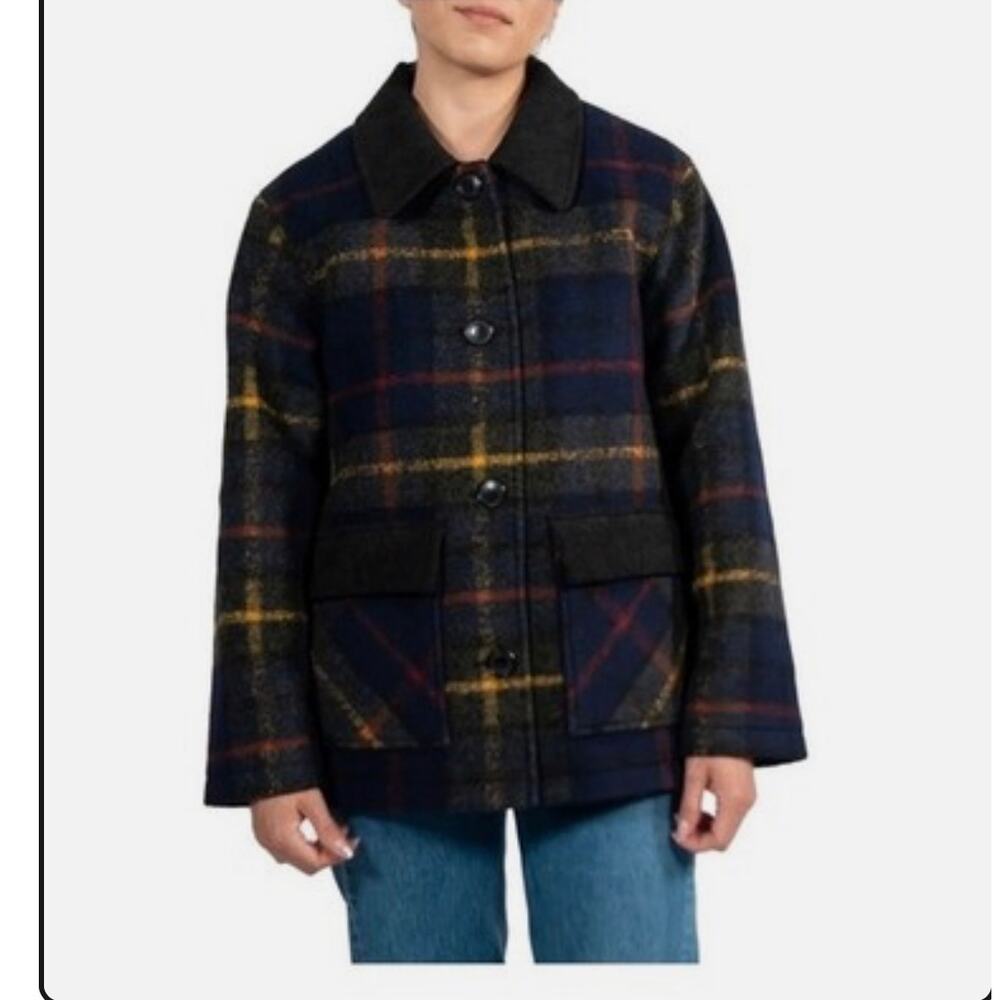 Pendleton Women's Wool Blend Barn Coat Royal Blue Plaid Size‎ M NWT Classic Cozy